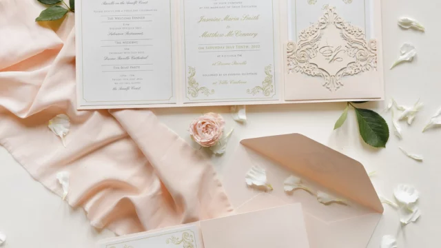 Wedding Stationery: Cartalia. Dusty rose wedding invitations.