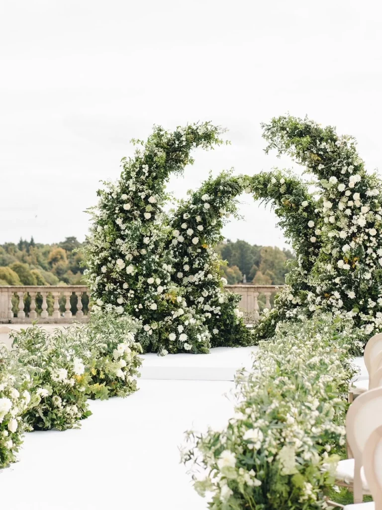 Event Planner: Kristina Kempton. Green foliage wedding aisle, minimalistic simple modern wedding aisle design.