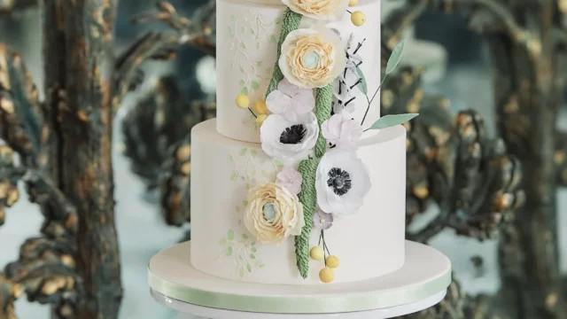 Cake Designer: Peboryon. modern floral wedding cake.