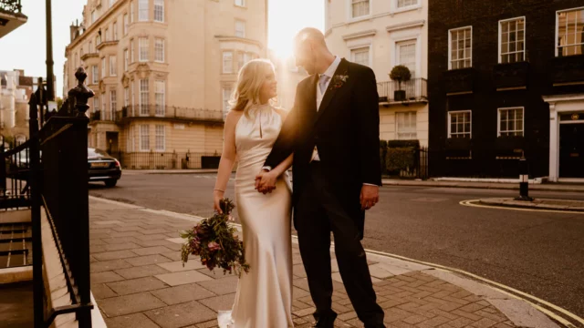 Photographer: Sharron Gibson. Modern London wedding, bride groom.