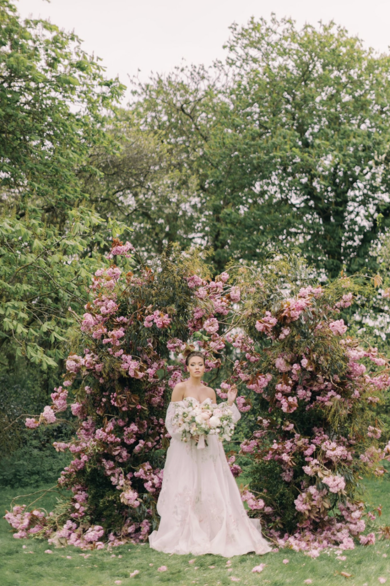Bride at sudeley castle gardens